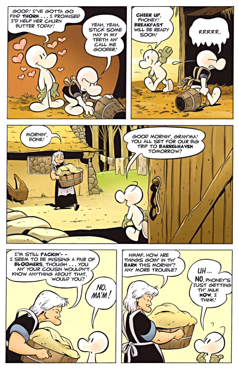 page 75 - chapter 4 of bone 1 out from boneville graphic novel by jeff smith