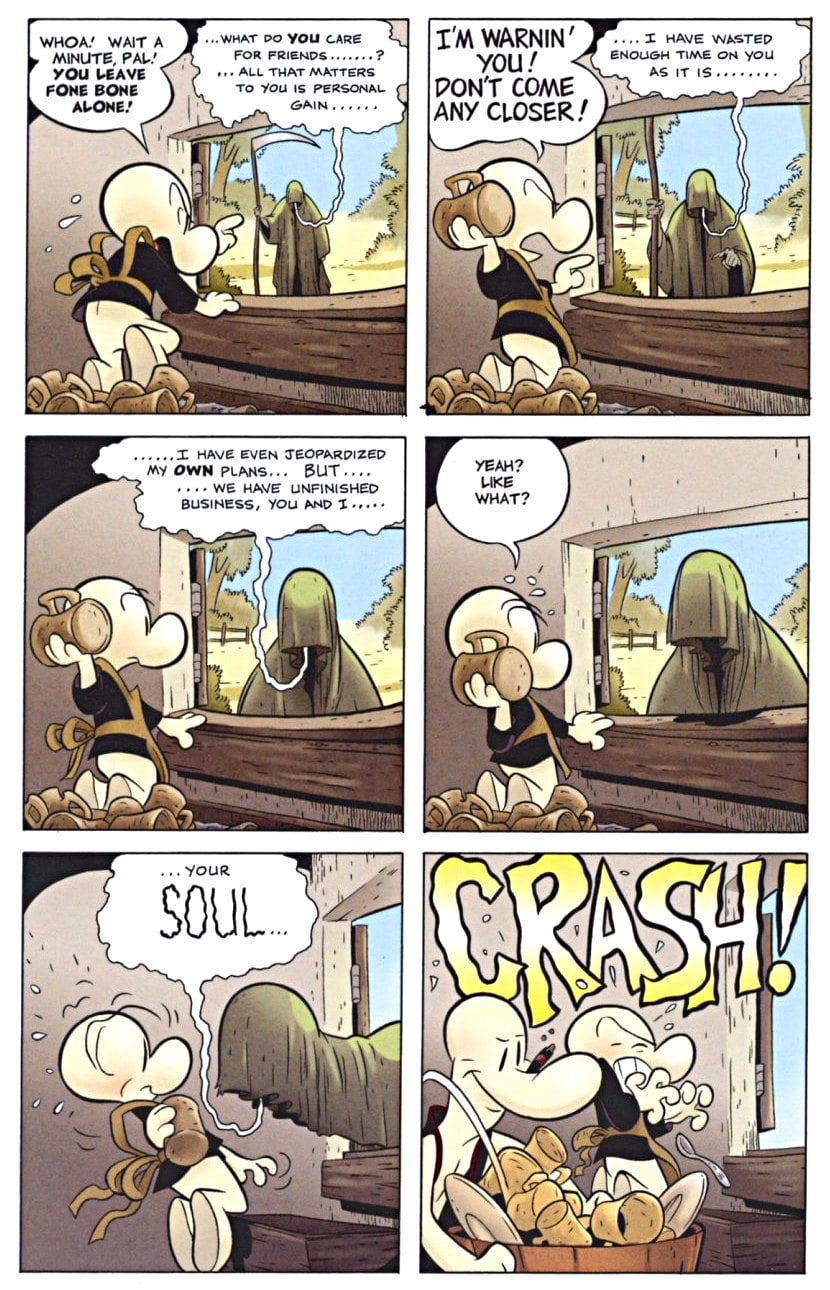 page 129 - chapter 6 of bone 1 out from boneville graphic novel by jeff smith