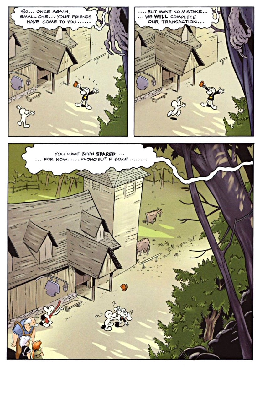 page 138 - chapter 6 of bone 1 out from boneville graphic novel by jeff smith
