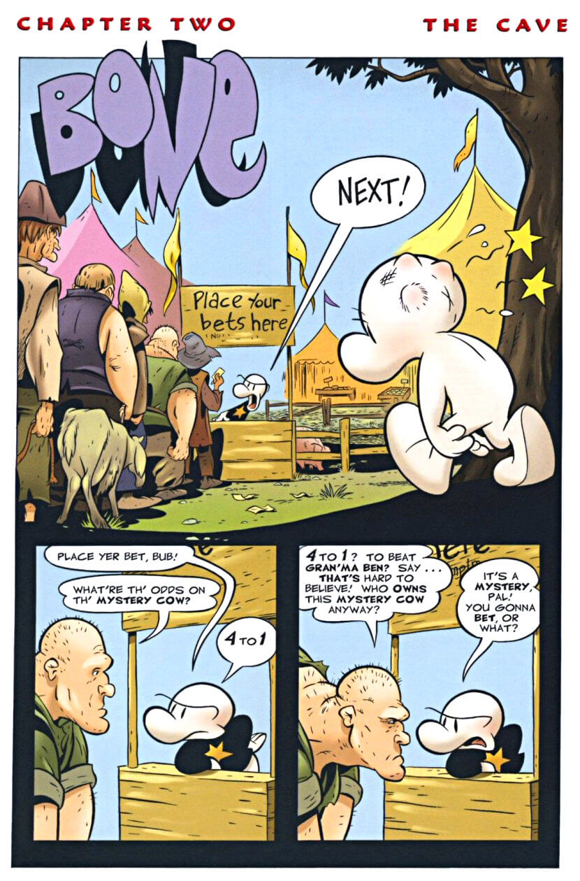 page 23 - chapter 2 of bone 2 the great cow race graphic novel by jeff smith