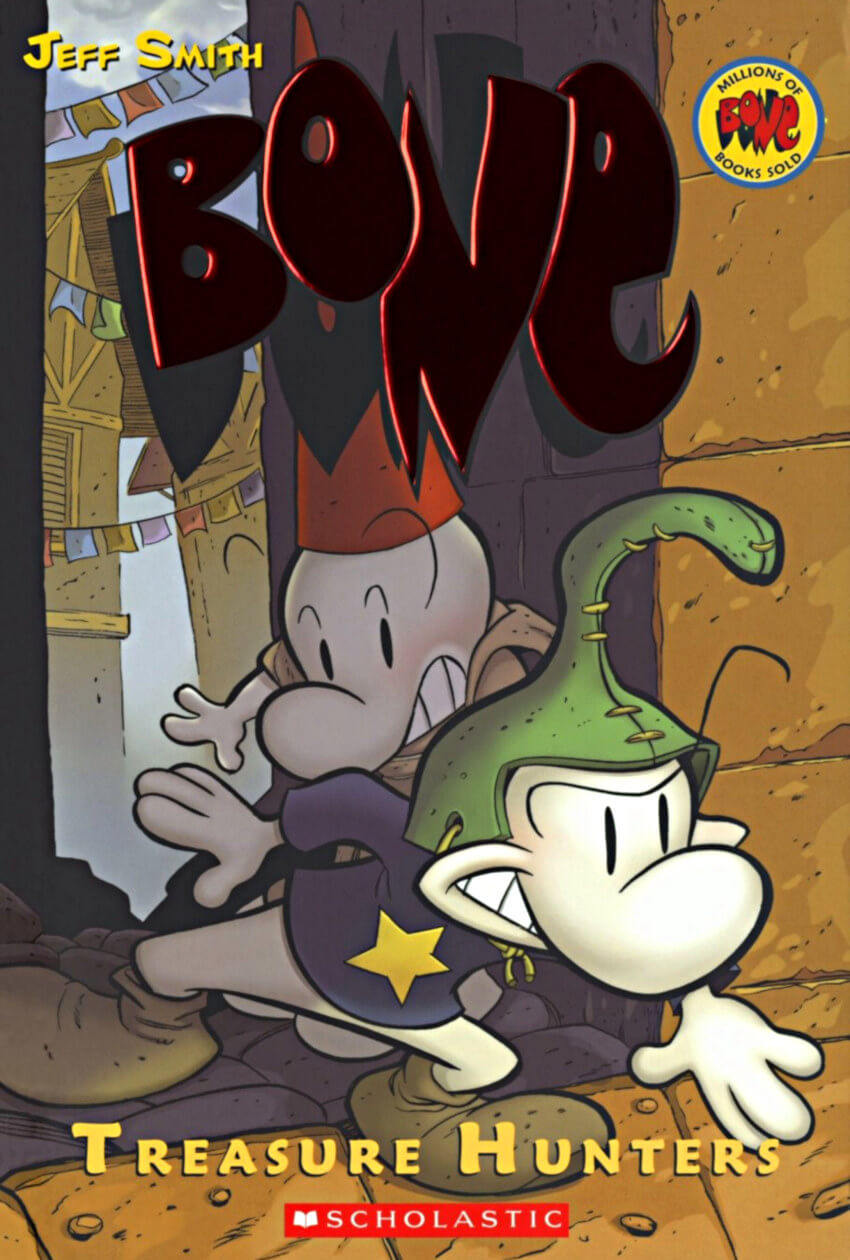 cover page of bone 8 treasure hunters graphic novel