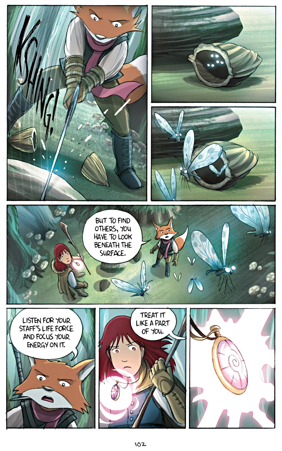 page 102 of amulet 2 stonekeeper's curse graphic novel by kazu kibuishi