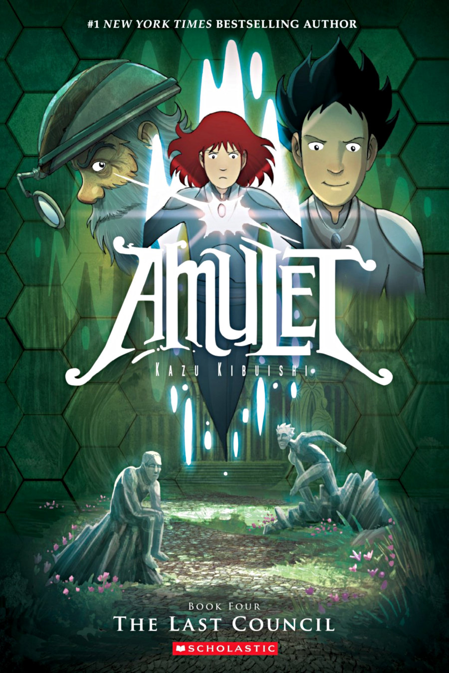 cover page of amulet 4 last council graphic novel by kazu kibuishi