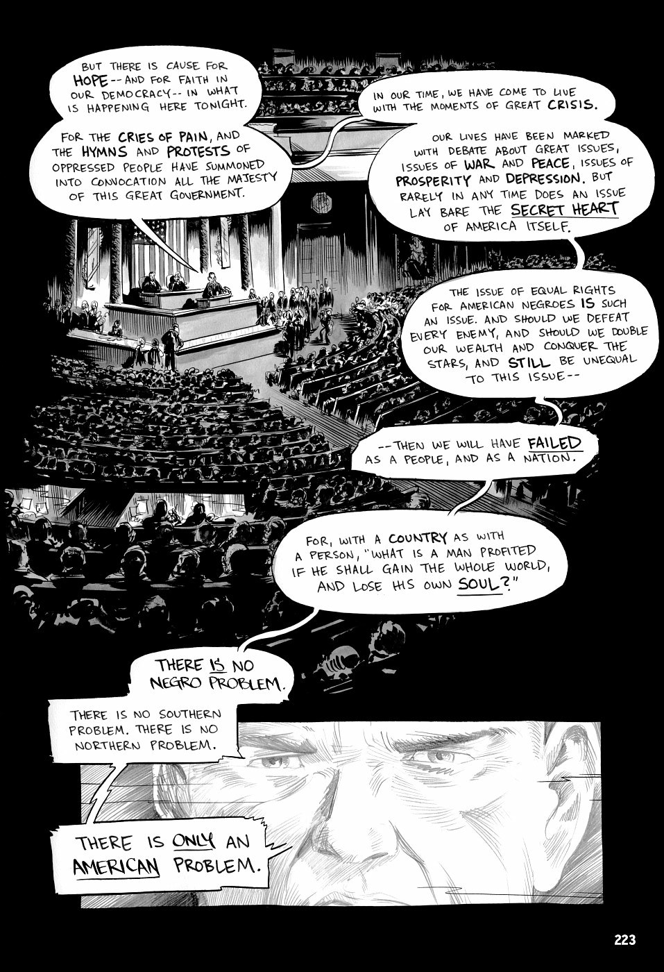 page 223 of march book three graphic novel