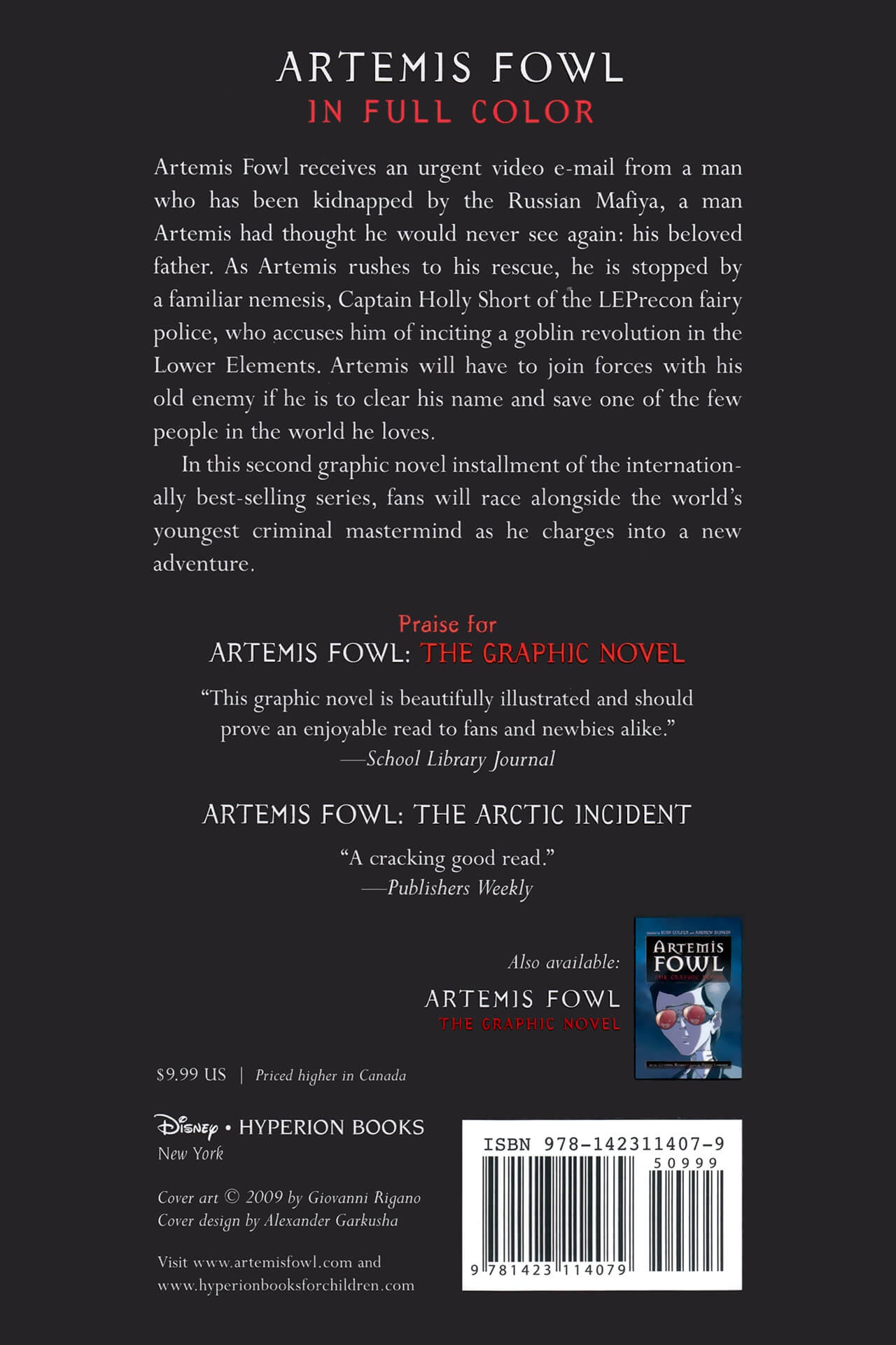 back cover of artemis fowl the arctic incident graphic novel